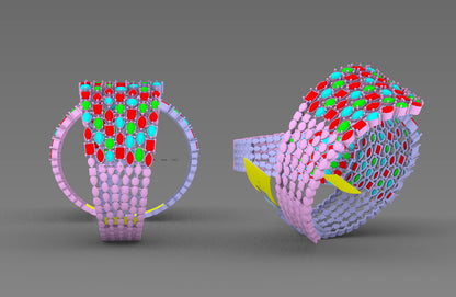 Mix stone hinge spring mechanism bracelet￼cad file