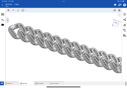 Cuban chain with single line stone CAD file 3DM file