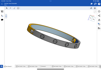 Cartier love bracelet with original lock mechanism CAD file 3DM file
