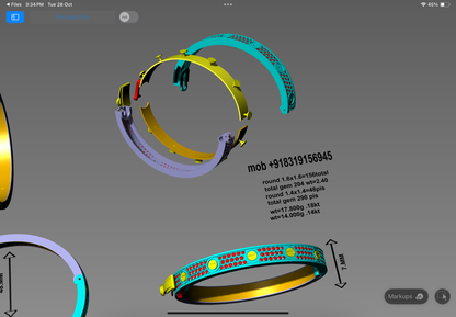 Elegant Gem-Studded Bracelet | Premium CAD Design