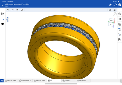 Stone colour, changing mechanism ring CAD file, 3DM file and STL file