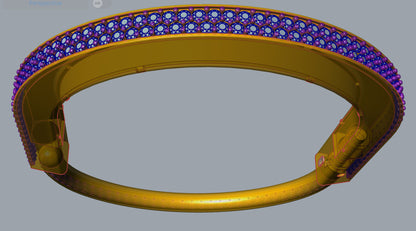 Tiffany lock style full pav diamond bracelet CAD