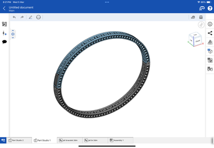 Jali bracelet with spring lock CAD file 3DM file STL file