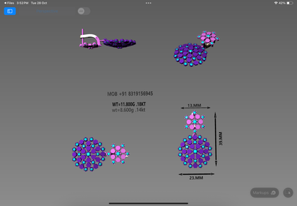 Hexa Cluster Drop Earrings | Precision 3D CAD Design