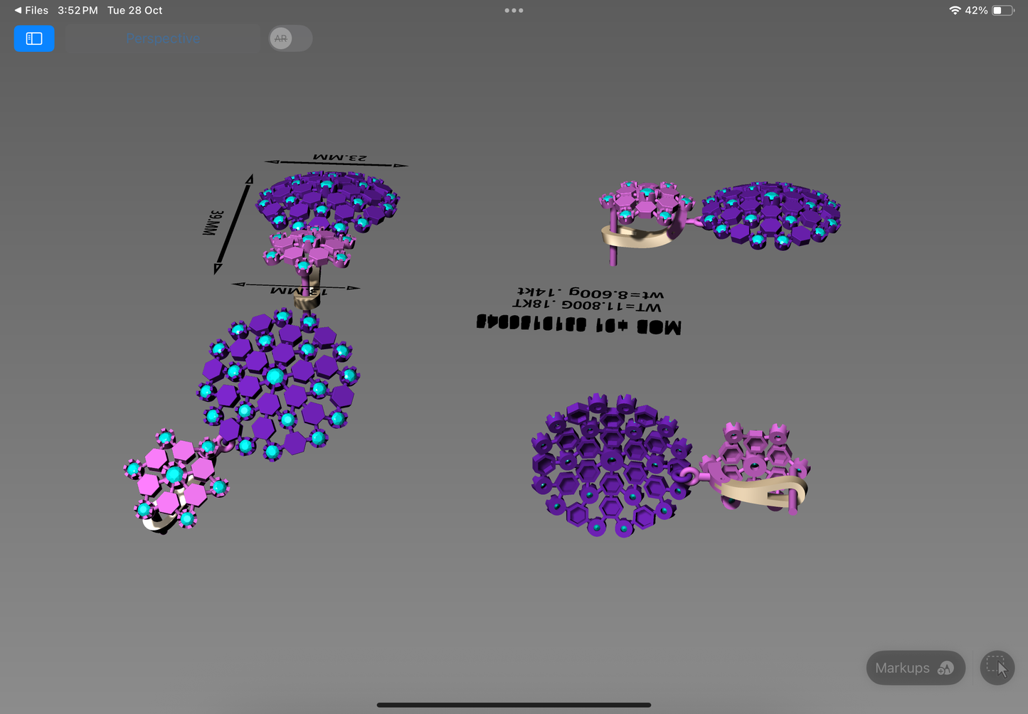 Hexa Cluster Drop Earrings | Precision 3D CAD Design