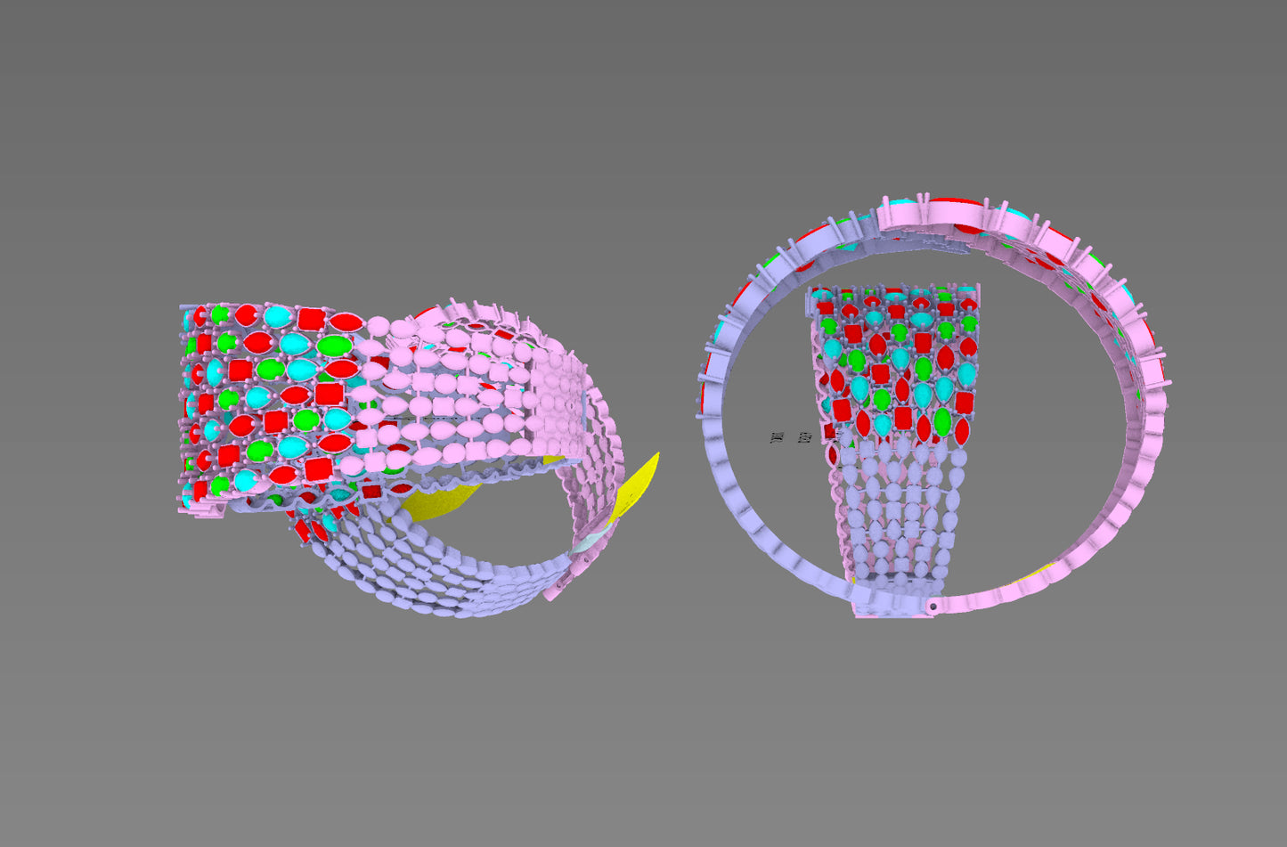 Mix stone hinge spring mechanism bracelet￼cad file