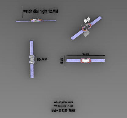 Luxury Mechanical Watch with Movable Cover Jewelry CAD Design