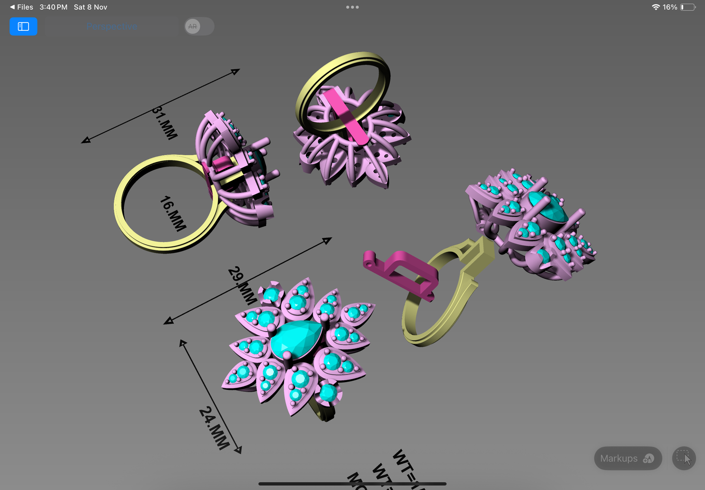 Majestic Petal Radiance Ring CAD Design