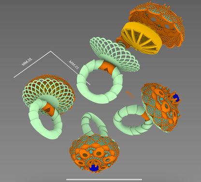 Evergreen Dome Petal Ring CAD