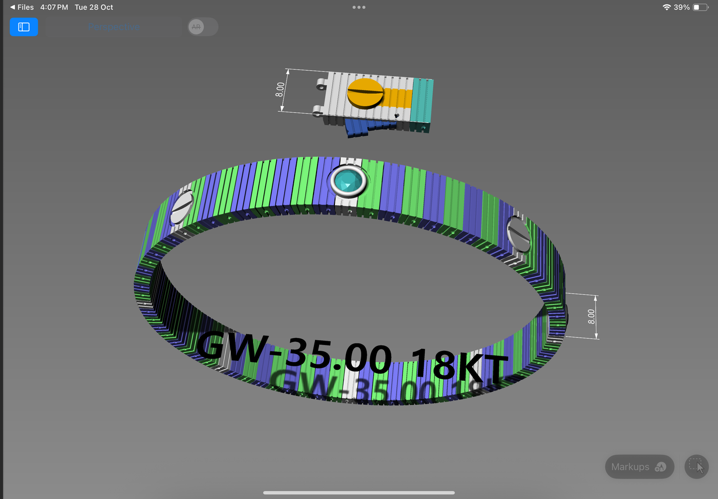 Modern Gem-Set Screw Bracelet | Premium 3D CAD Design