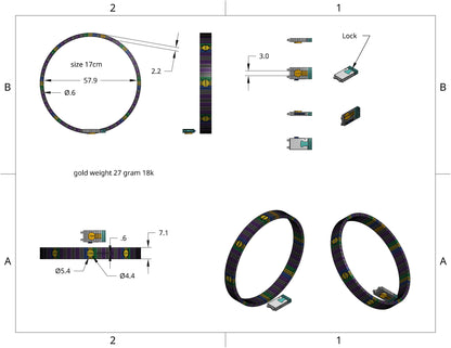Flexible Love Inspired Bracelet CAD Design Cartier Style Lock Mechanism