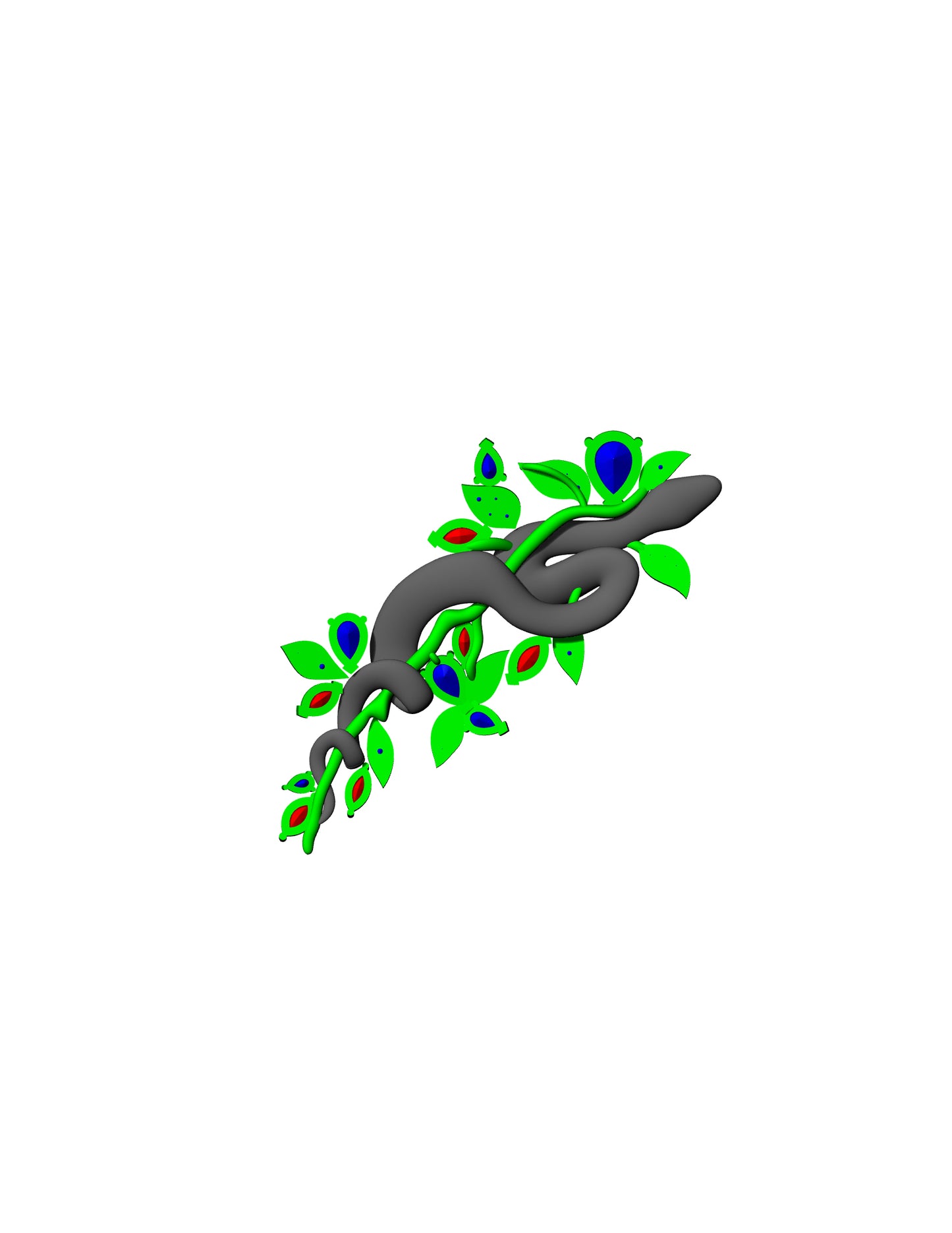 Leaf and Snake with daimond set broch CAD FILE