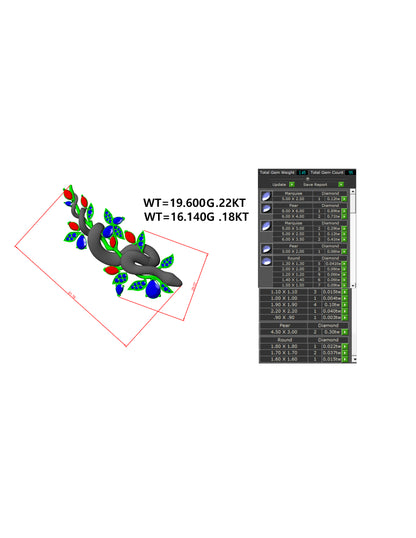 Leaf and Snake with daimond set broch CAD FILE