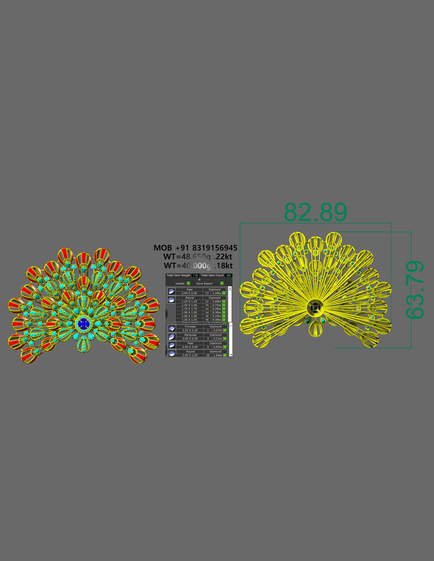Peacock Inspired Pendant CAD FILE
