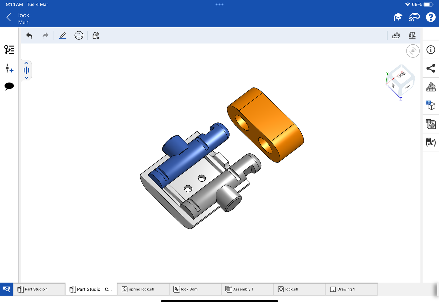 Lock with spring for bracelet and chain CAD file 3DM file