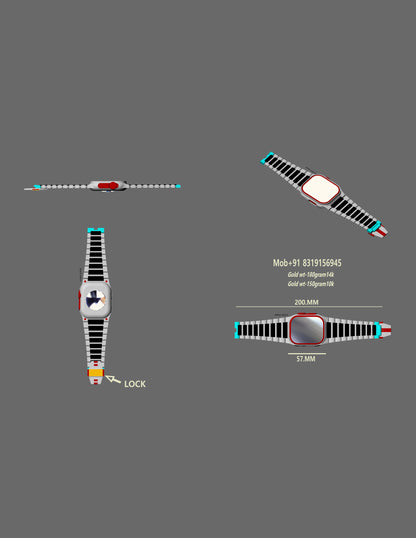 Luxury Metal Wristband with Locking Mechanism cad