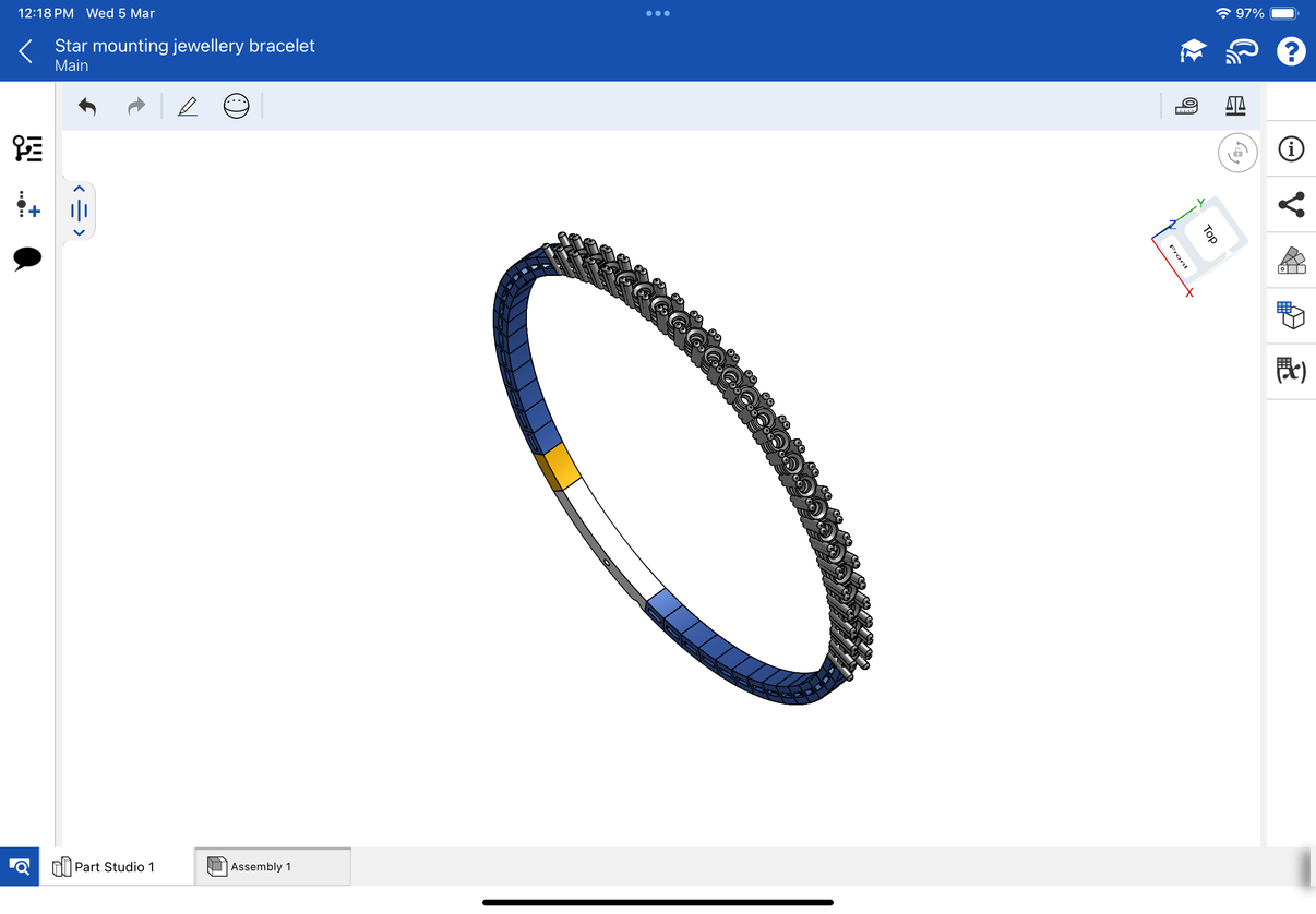 Star mounting jewellery spring bracelet, CAD file, 3DM file, STL file ...