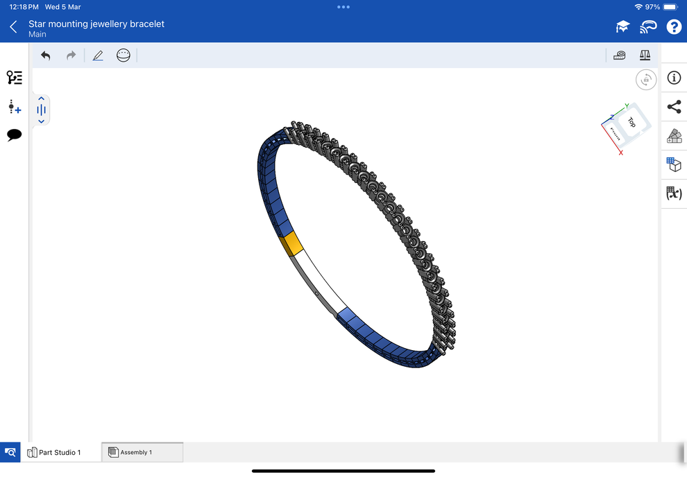 Star mounting jewellery spring bracelet, CAD file, 3DM file, STL file ...