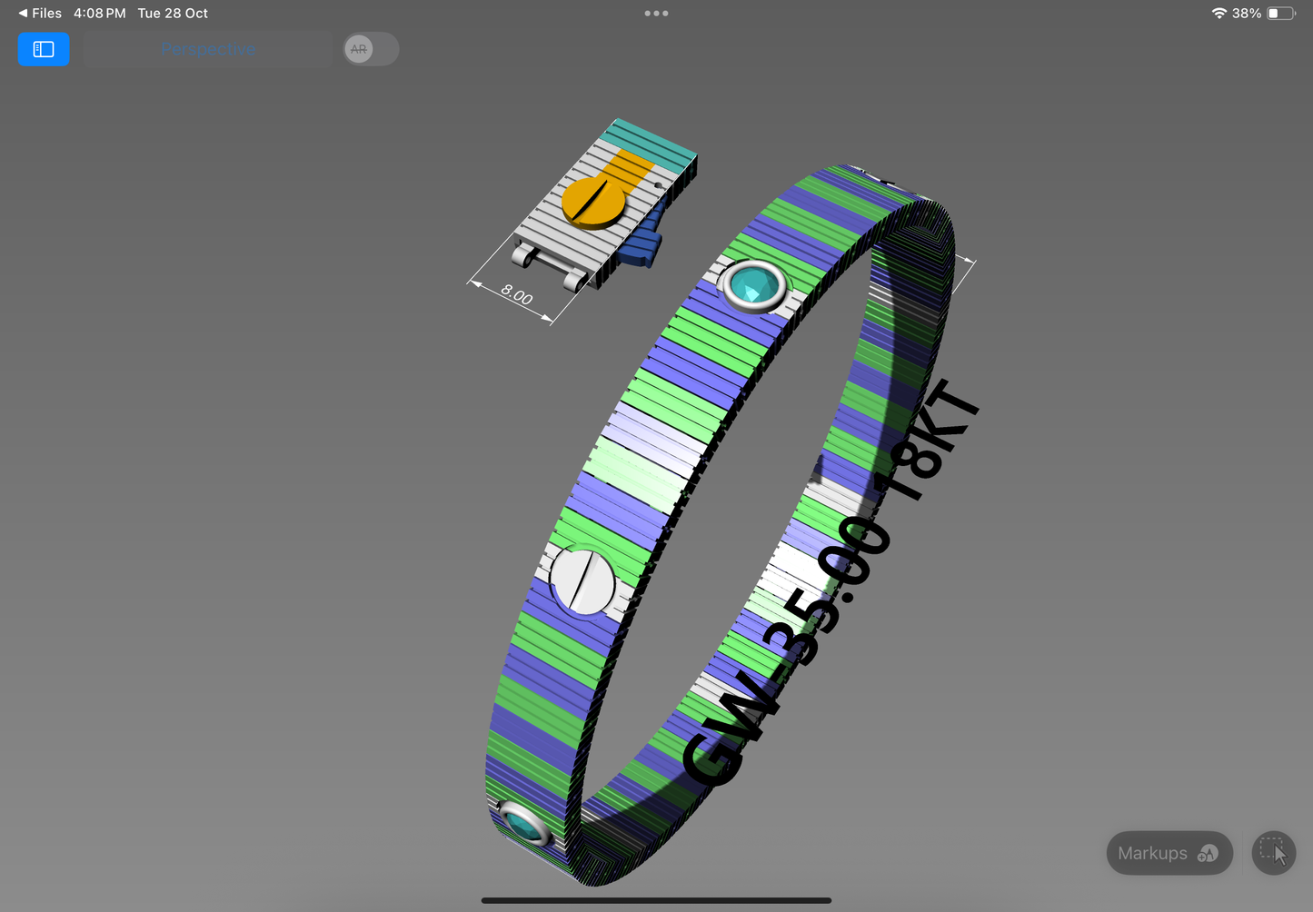 Modern Gem-Set Screw Bracelet | Premium 3D CAD Design