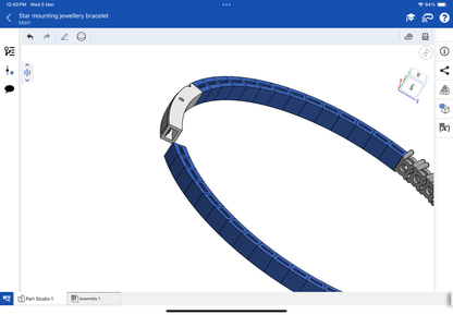 Star mounting jewellery spring bracelet, CAD file, 3DM file, STL file