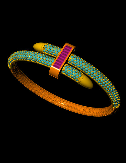 Modern Locking Bracelet CAD Pave Clasp with Flexible Base