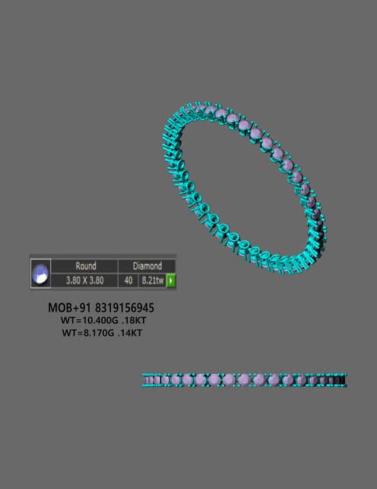 50mm Round Diamond Tennis Eternity BangleCAD