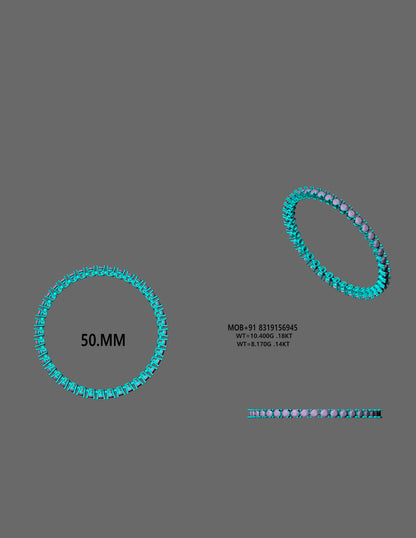 50mm Round Diamond Tennis Eternity BangleCAD