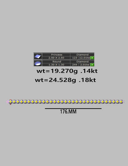 176 mm Dual Cut Diamond Tennis Bracelet CAD