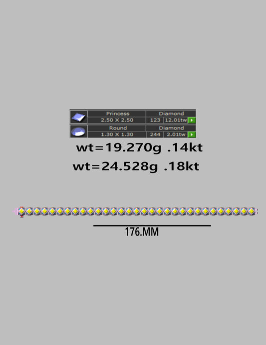 176 mm Dual Cut Diamond Tennis Bracelet CAD