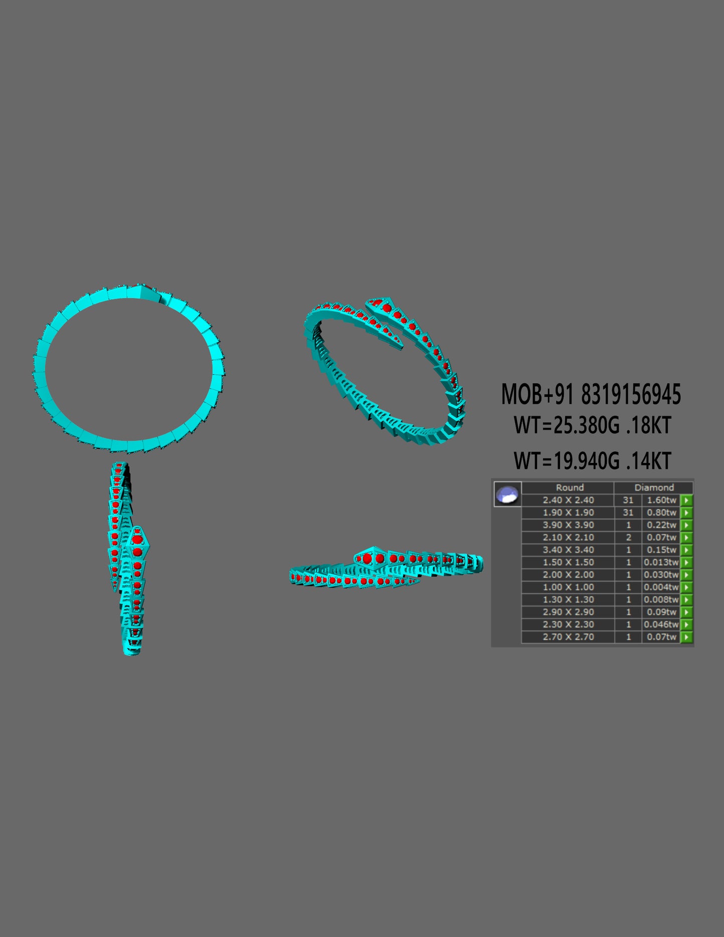 Tri Angular Wrap Bracelet CAD