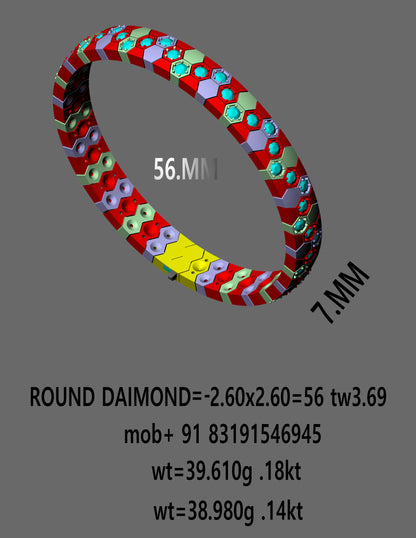 HexaLuxe Round Diamond BangleCAD