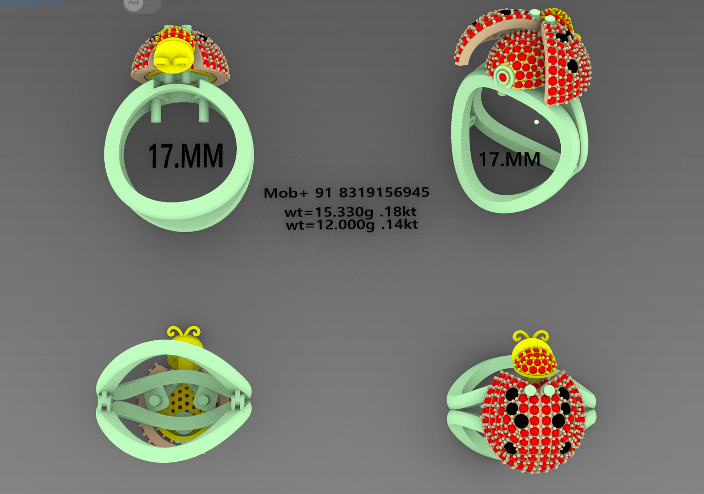 WingMotion Ladybug Ring Cad