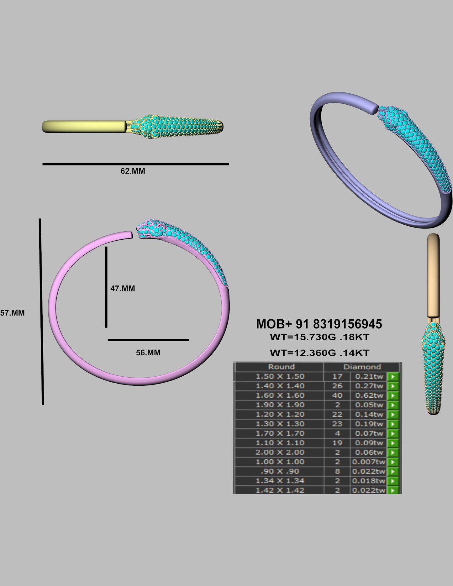 Panthera Elegance Bangle – CAD Design