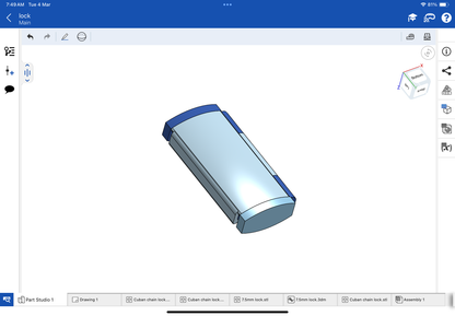 Lock for bracelet and chain CAD file 3DM file