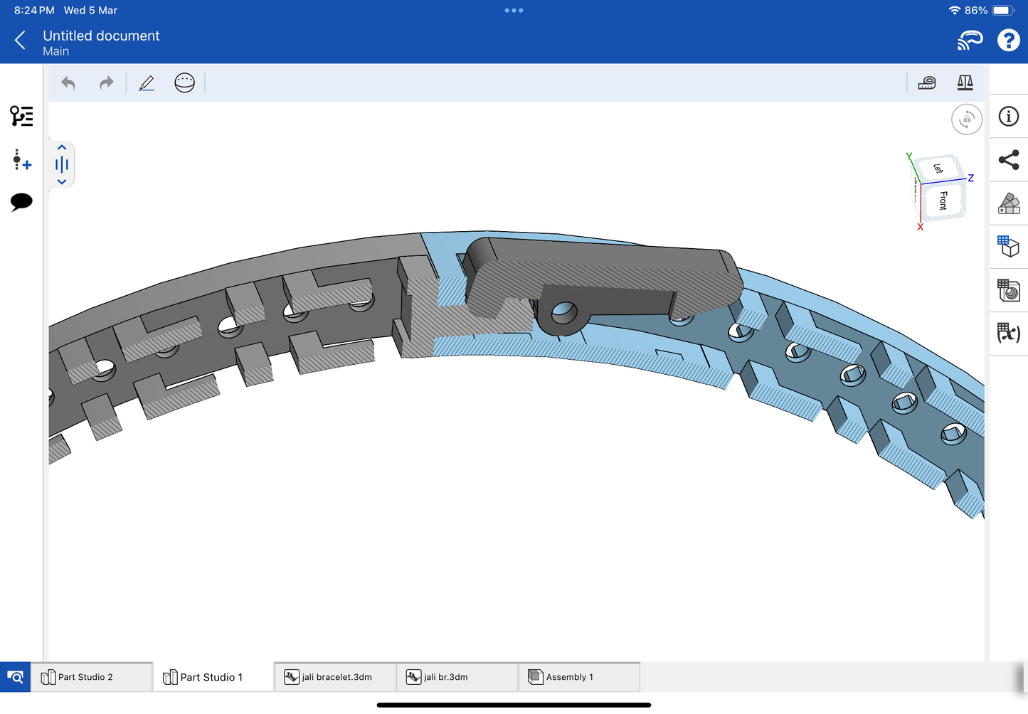 Jali bracelet with spring lock CAD file 3DM file STL file