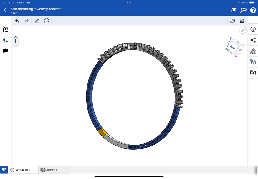 Star mounting jewellery spring bracelet, CAD file, 3DM file, STL file ...