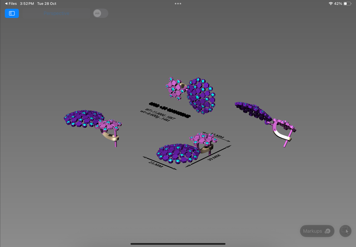 Hexa Cluster Drop Earrings | Precision 3D CAD Design