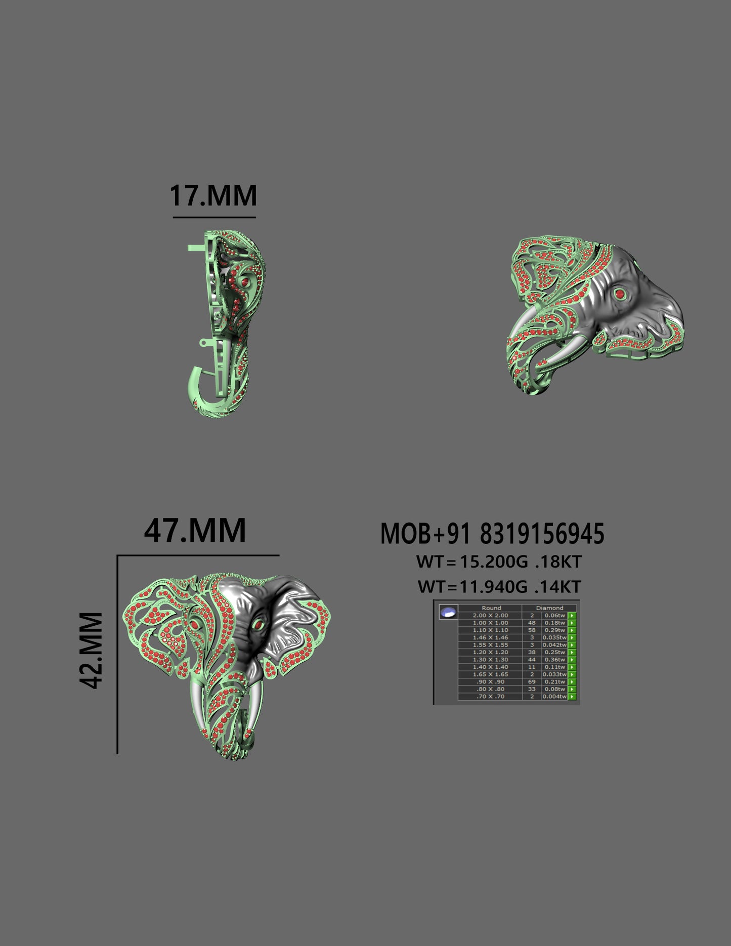 Elephant Earthline Pendant