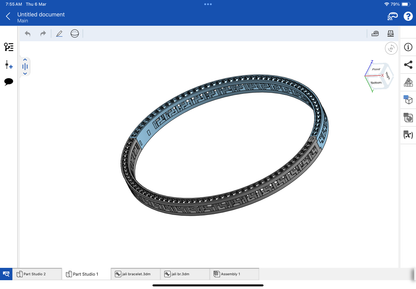 Jali bracelet with spring lock CAD file 3DM file STL file