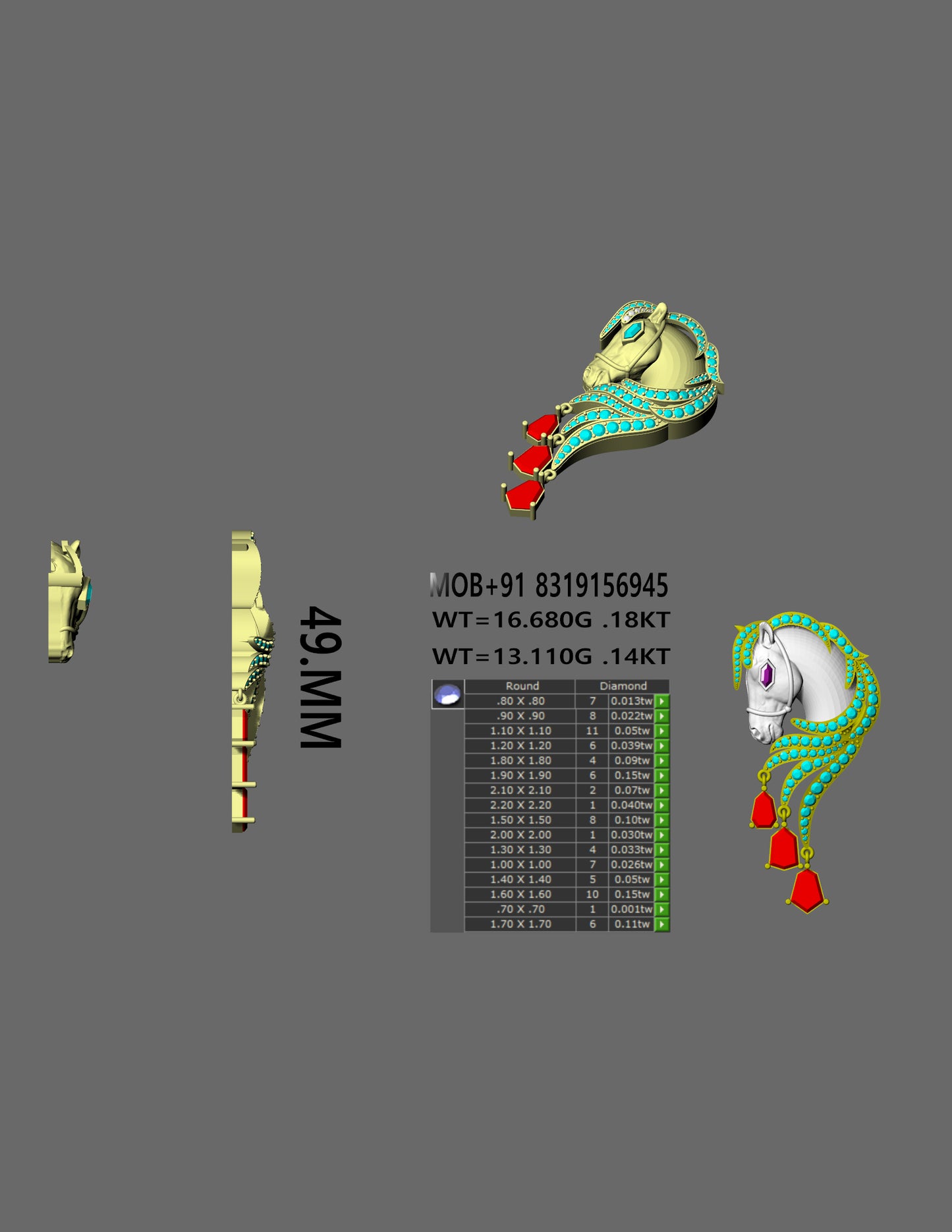 Pure Form Horse pendent CAD