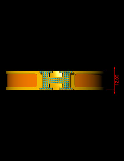 Hermes Inspired H Diamond Bangle CAD File Luxury Monogram Bracelet Design