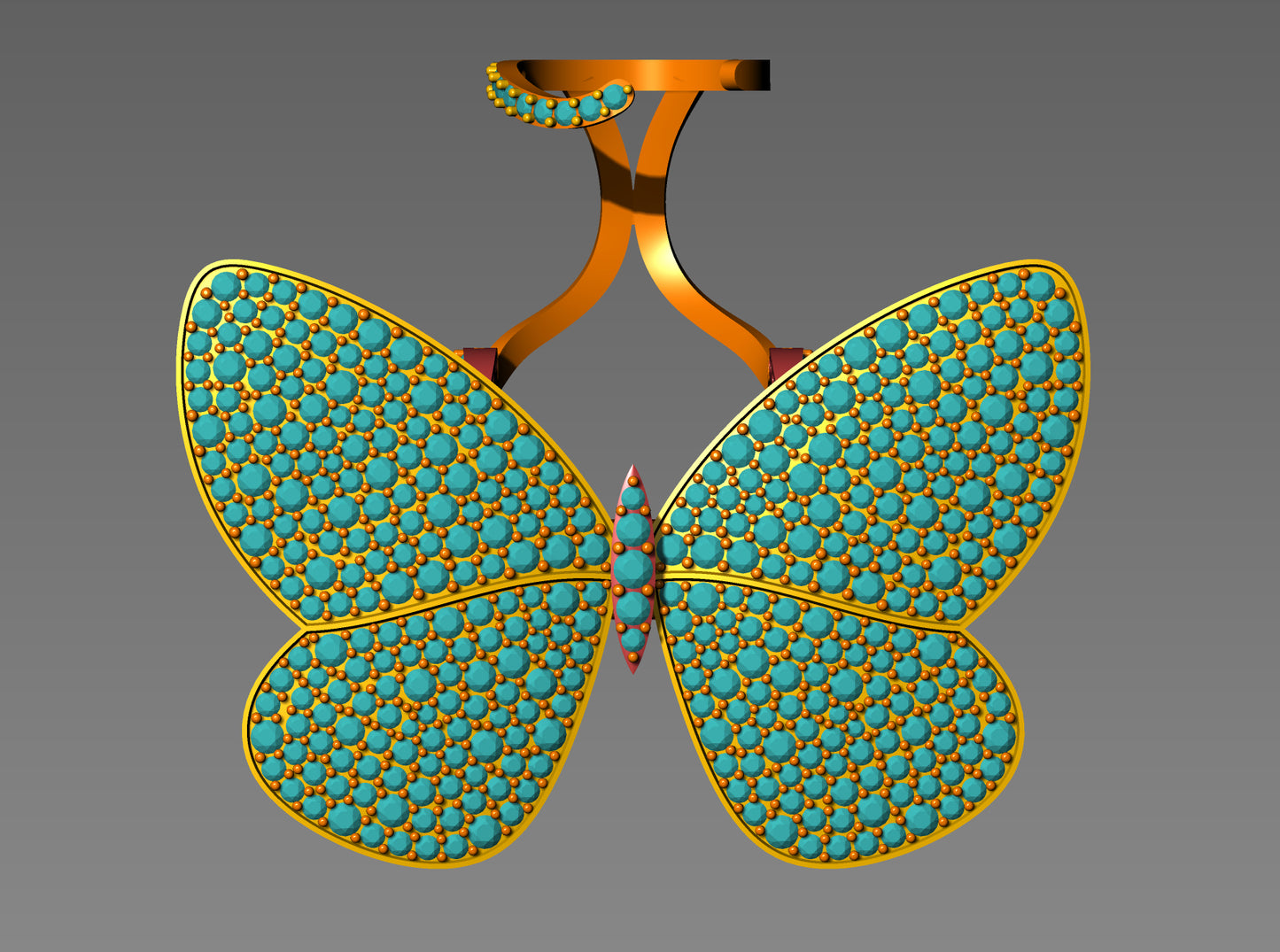 Butterfly Motif Kinetic Ring Movable Wings CAD Design 3D Model Files