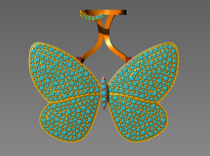 Butterfly Motif Kinetic Ring Movable Wings CAD Design 3D Model Files