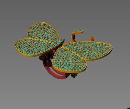 Butterfly Motif Kinetic Ring Movable Wings CAD Design 3D Model Files