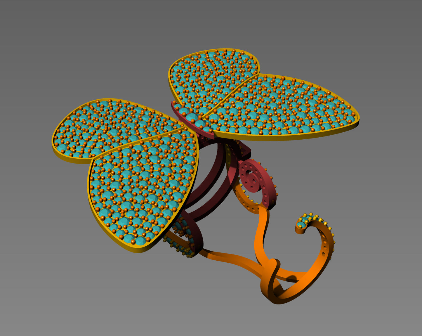 Butterfly Motif Kinetic Ring Movable Wings CAD Design 3D Model Files