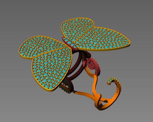 Butterfly Motif Kinetic Ring Movable Wings CAD Design 3D Model Files