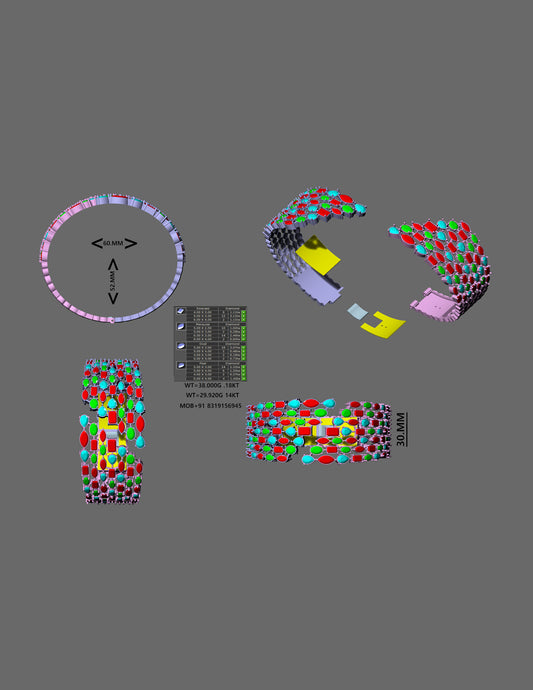 Mix stone hinge spring mechanism bracelet￼cad file
