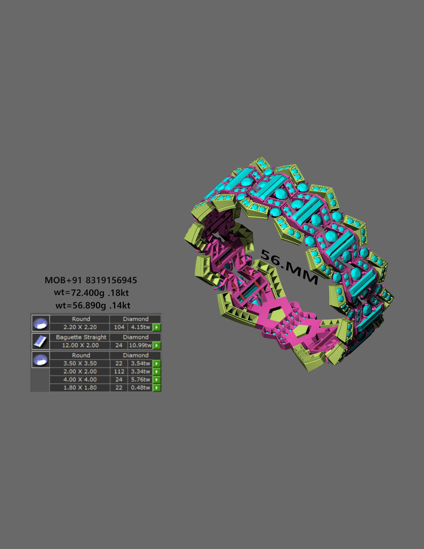 Ornate Diamond Grid Bracelet CAD