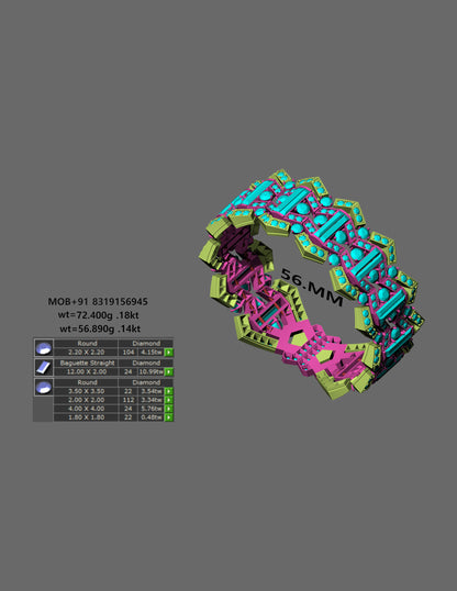 Ornate Diamond Grid Bracelet CAD