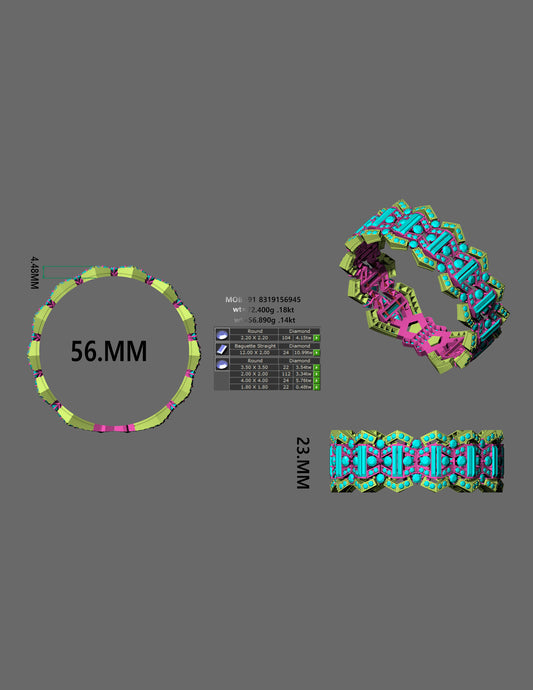Flexible Gem Pattern Bracelet CAD